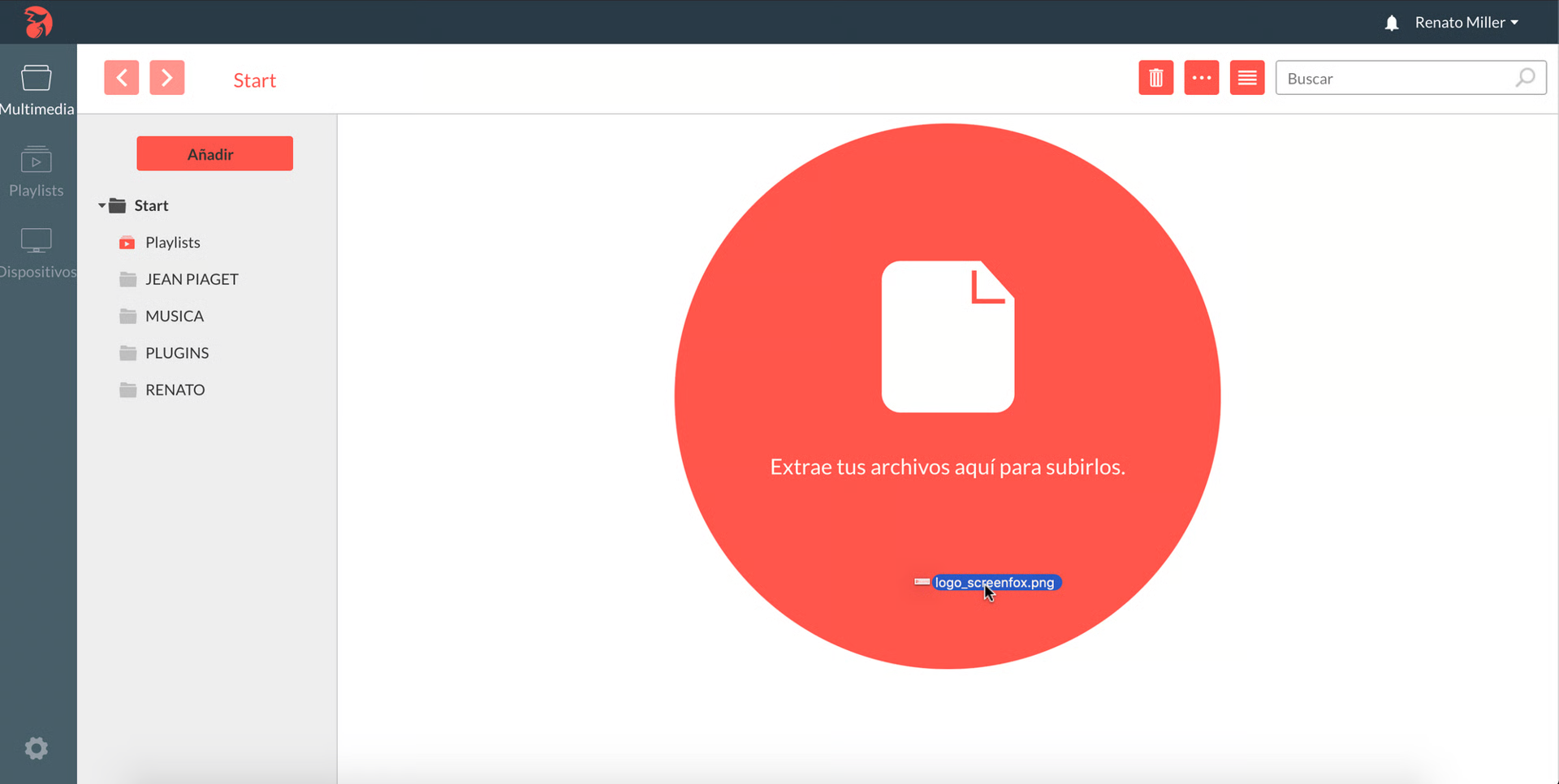Arrastrar y soltar archivos en Media