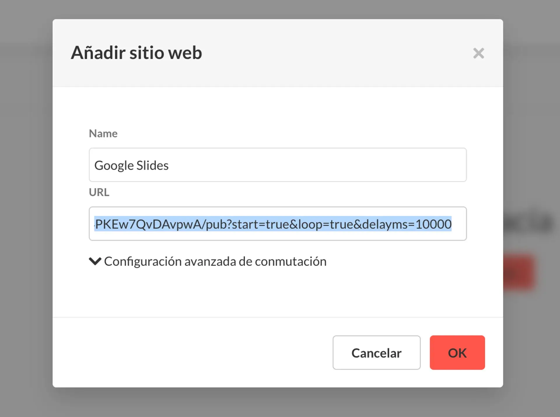 Crear sitio web en ScreenFox y pegar el enlace